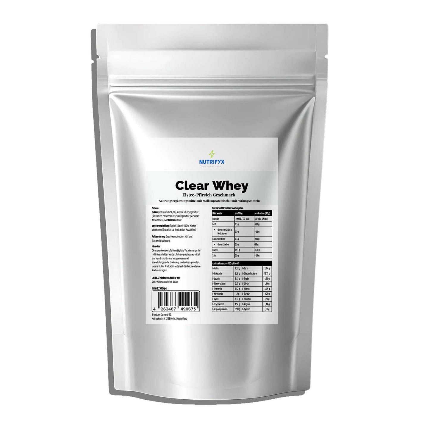 Clear Whey Protein Eistee Pfirsich - 500g - Supplements and more Nahrungsergänzungsmittel