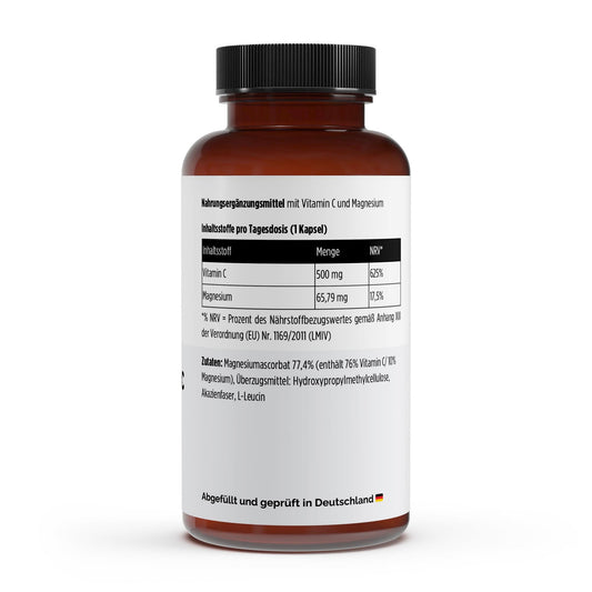 Gepuffertes Vitamin C 500mg + Magnesium - 240 Kapseln - Supplements and more Nahrungsergänzungsmittel