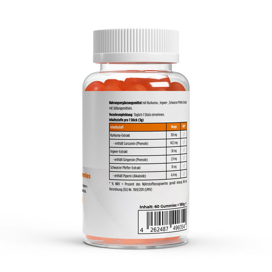 Kurkuma + Ingwer + Schwarzer Pfeffer Gummies - 60 Stk. - Supplements and more Nahrungsergänzungsmittel