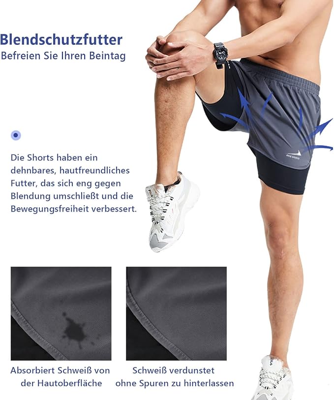 Men's Running Shorts 2 in 1 Shorts Gym Athletic Shorts Outdoor Marathon Workout Training Shorts - Supplements and more Nahrungsergänzungsmittel
