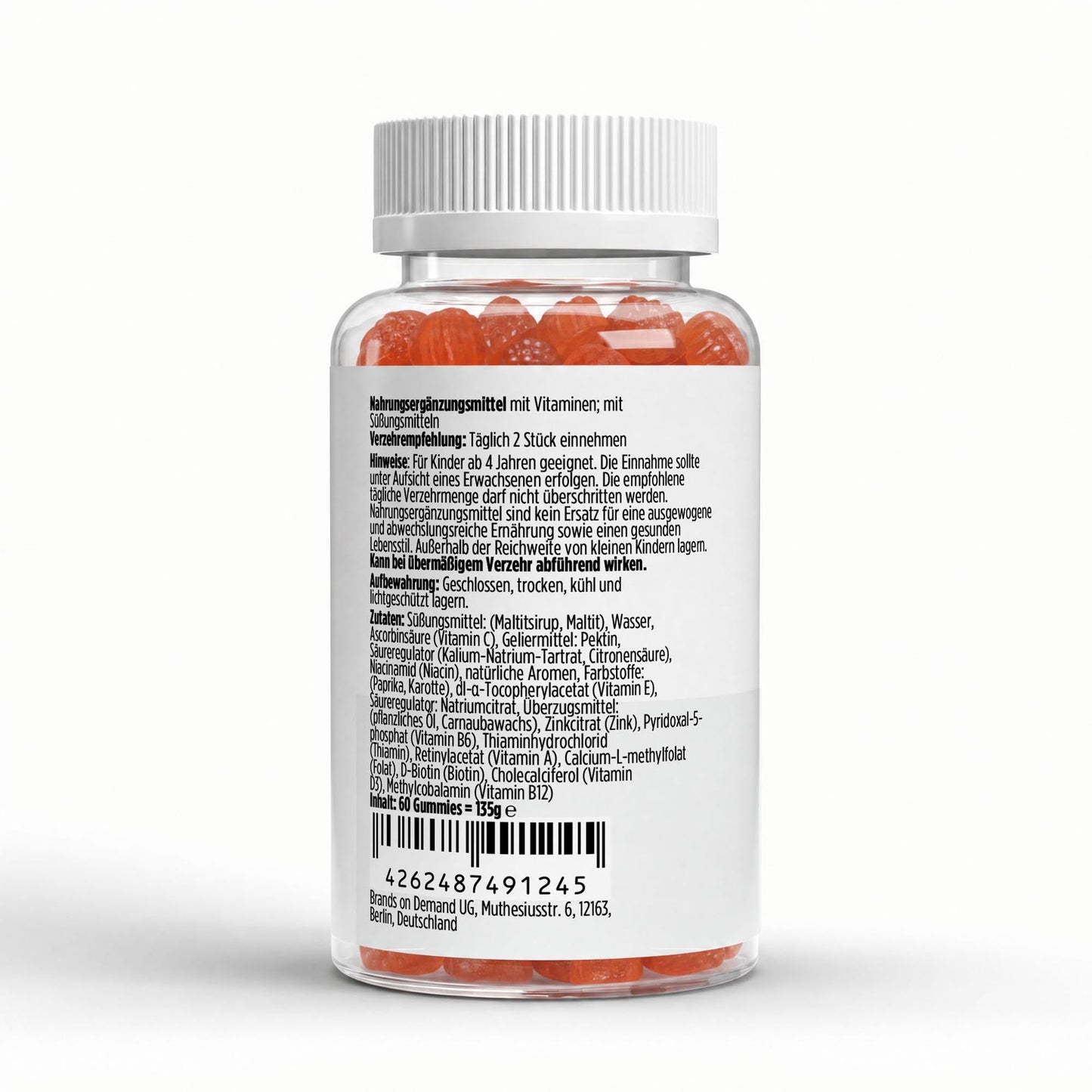 Multivitamin Gummies Kids - Orange - 60 vegane Gummies - Supplements and more Nahrungsergänzungsmittel