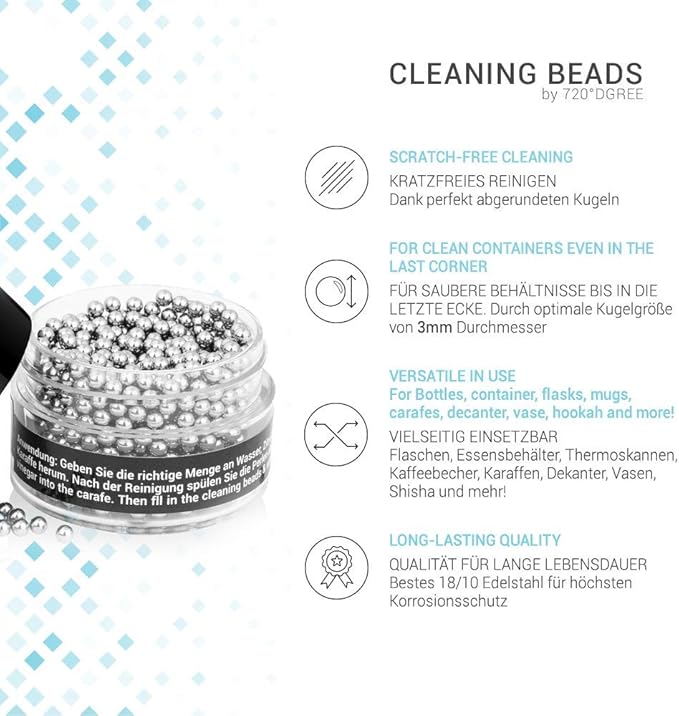 720°DGREE Cleaning Beads For Your Drinking Bottle, Drinking Bottles, Easy And Hygienically Clean, The Ideal Alternative To Cleaning Brushes, BPA (bisphenol A)-free - Supplements and more Nahrungsergänzungsmittel
