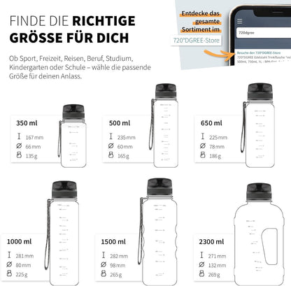 720°DGREE Trinkflasche 1l uberBottle Sieb - BPA-Frei, mehr als 40 Farben - Supplements and more Nahrungsergänzungsmittel