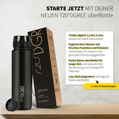 720°DGREE Trinkflasche 1l uberBottle Sieb - BPA-Frei, mehr als 40 Farben - Supplements and more Nahrungsergänzungsmittel