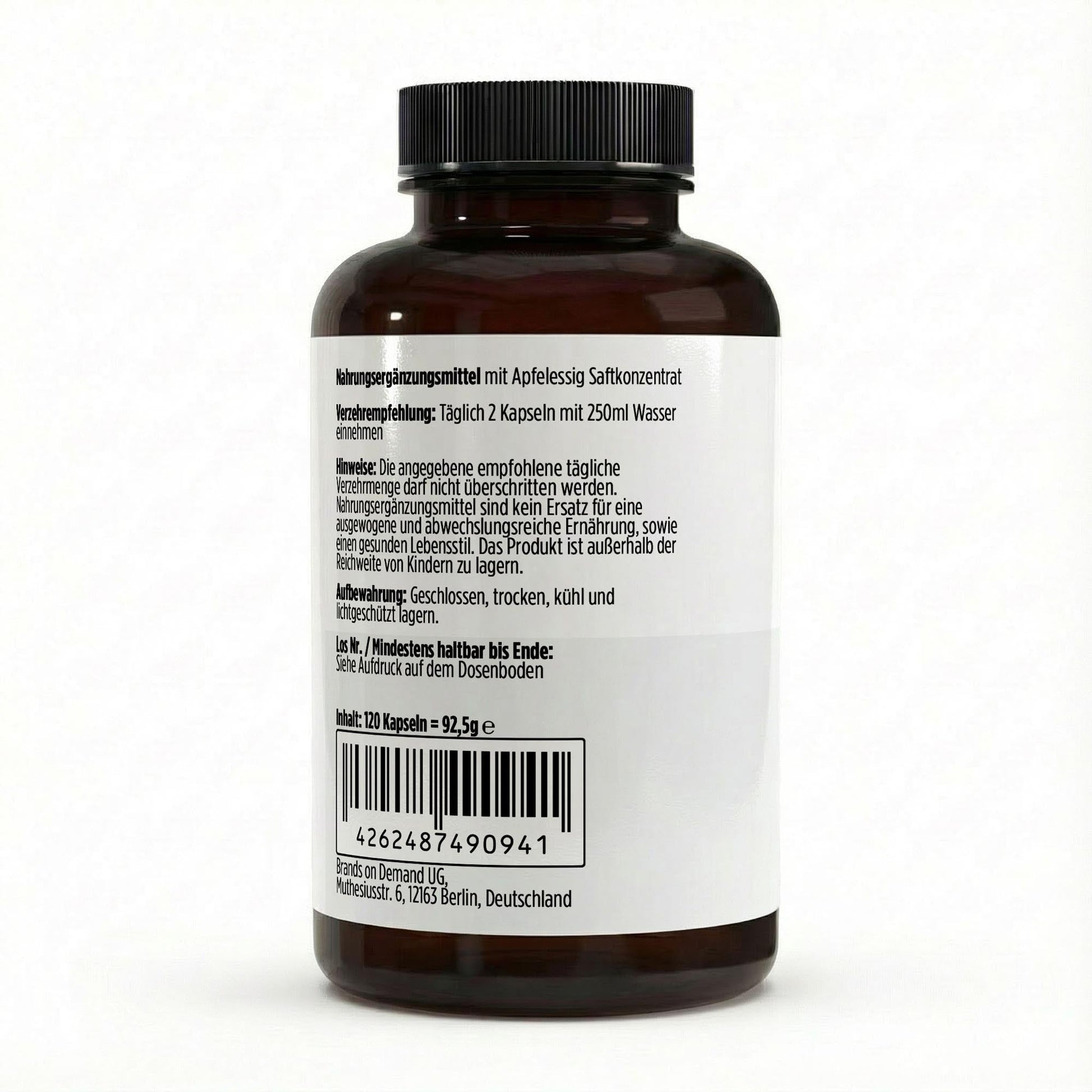 Apfelessig Extrakt Kapseln (600mg je Kapsel) - 120 vegane Kapseln - Supplements and more Nahrungsergänzungsmittel