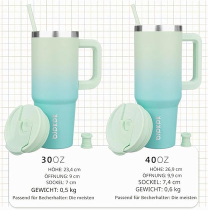 BJPKPK 1200ml Insulated Stainless Steel Tumbler with Handle, Lid and Straw - Reusable Travel Travel Coffee Tea Mint - Supplements and more Nahrungsergänzungsmittel