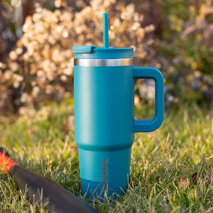 BJPKPK 1200ml Insulated Stainless Steel Tumbler with Handle, Lid and Straw - Reusable Travel Travel Coffee Tea Mint - Supplements and more Nahrungsergänzungsmittel