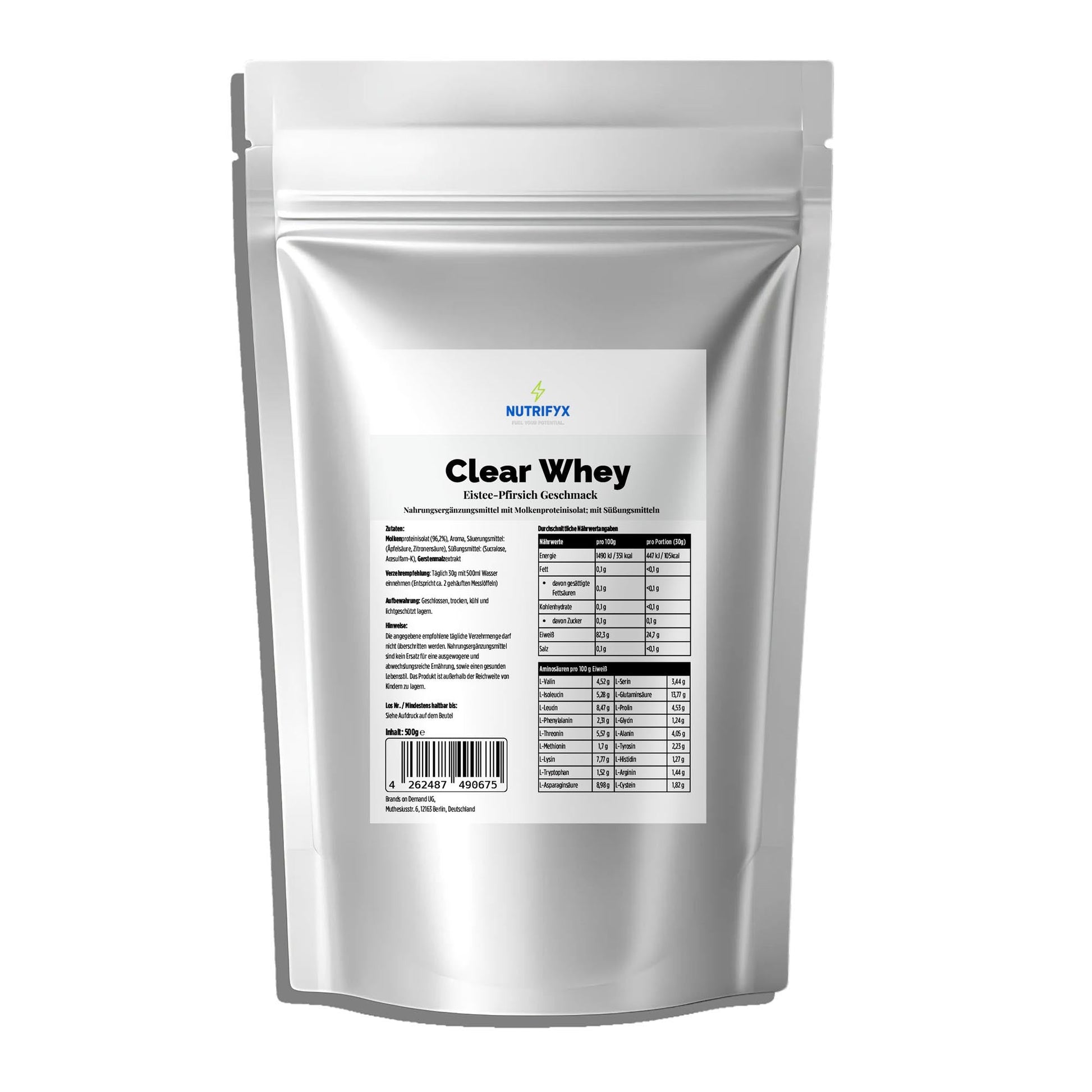 Clear Whey Protein Eistee Pfirsich - 500g - Supplements and more Nahrungsergänzungsmittel