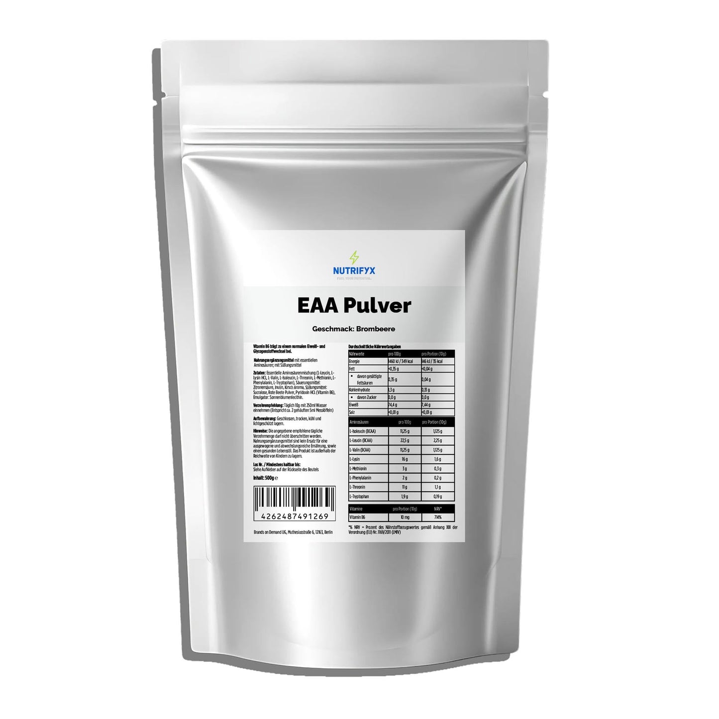EAA (Essentielle Aminosäuren) Brombeere - 500g - Supplements and more Nahrungsergänzungsmittel