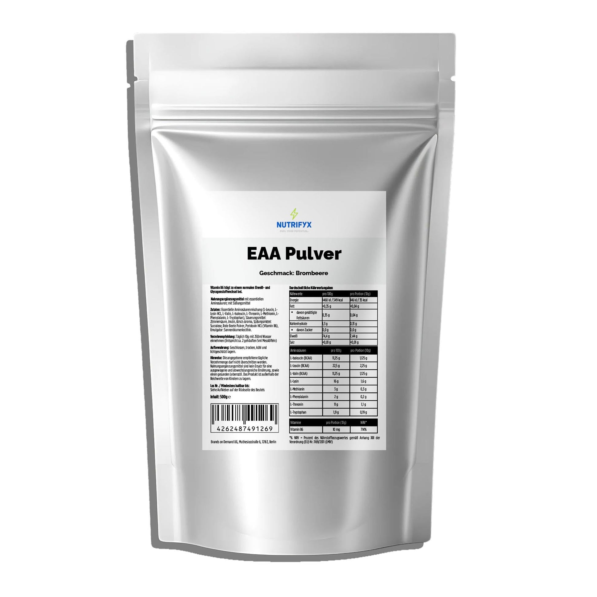 EAA (Essentielle Aminosäuren) Brombeere - 500g - Supplements and more Nahrungsergänzungsmittel