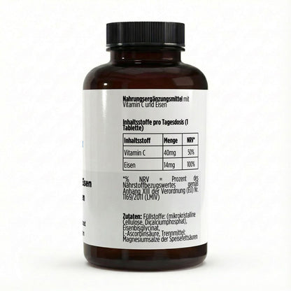 Eisen + Vitamin C - 120 vegane Tabletten - Supplements and more Nahrungsergänzungsmittel