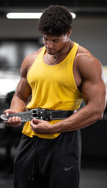 Fitgriff Classic Weight Lifting Belt - 100% Leather - for Men and Women - Belt for Bodybuilding, Strength Training, Weightlifting - Classic Leather Weightlifting Belt - Supplements and more Nahrungsergänzungsmittel