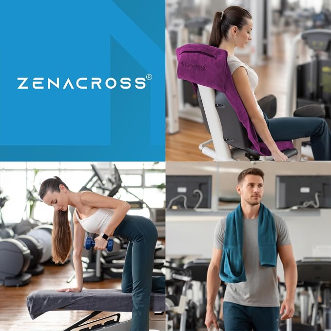 Fitness Towel Microfibre 120 x 50 cm - Quick-Drying Zip Pocket - Soft Sports Towel for Gym & Gym - Supplements and more Nahrungsergänzungsmittel