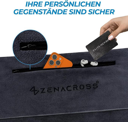 Fitness Towel Microfibre 120 x 50 cm - Quick-Drying Zip Pocket - Soft Sports Towel for Gym & Gym - Supplements and more Nahrungsergänzungsmittel