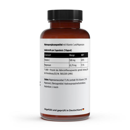 Gepuffertes Vitamin C 500mg + Magnesium - 240 Kapseln - Supplements and more Nahrungsergänzungsmittel