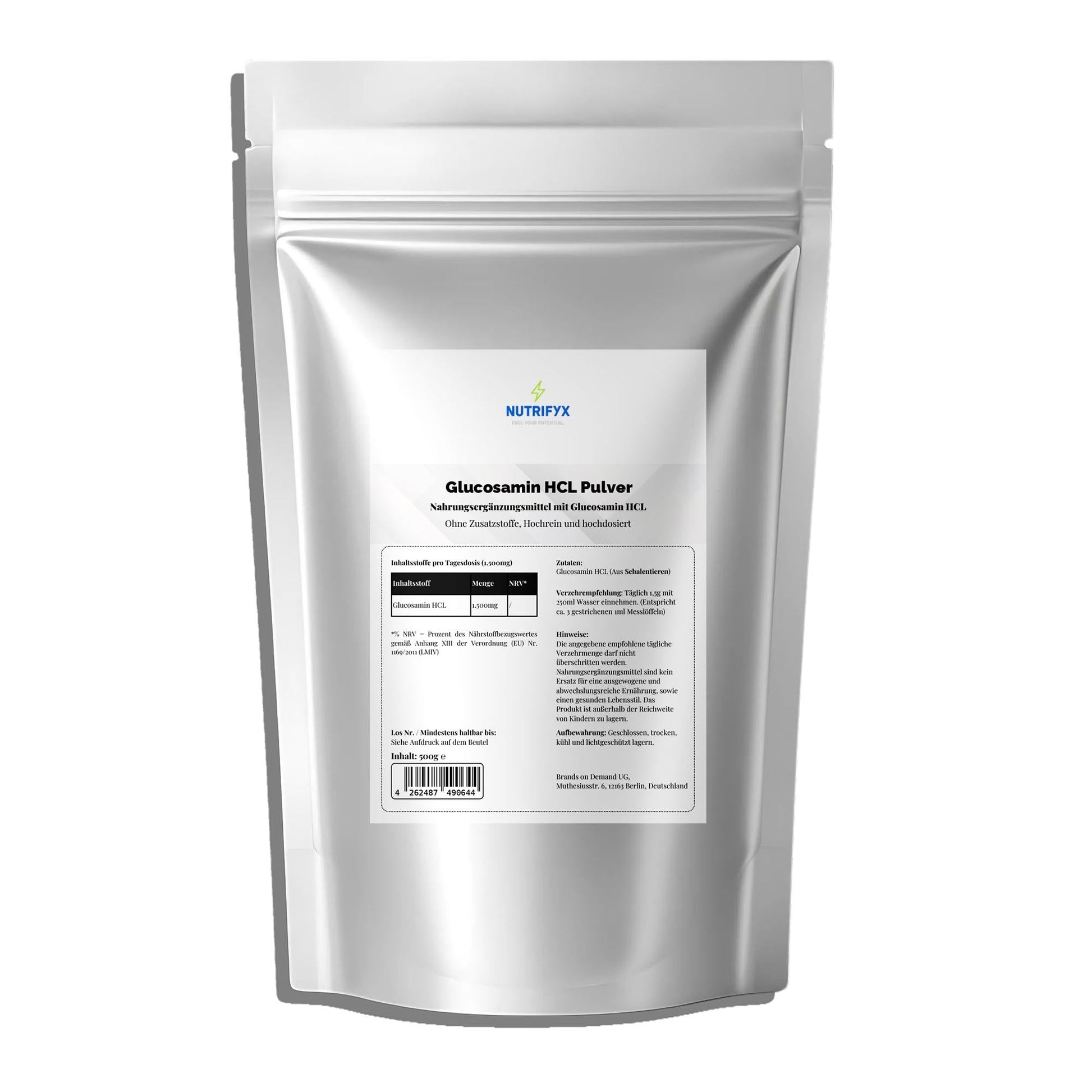 Glucosamin Pulver - 500g Doypack - Supplements and more Nahrungsergänzungsmittel