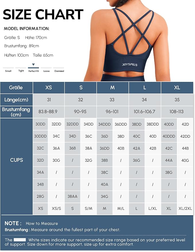 JOYSPELS Women's Sports Bra Without Underwire Padded Crossed Back Push Up Strapless Bra Crop Tops Workout Bra Seamless Fitness - Supplements and more Nahrungsergänzungsmittel