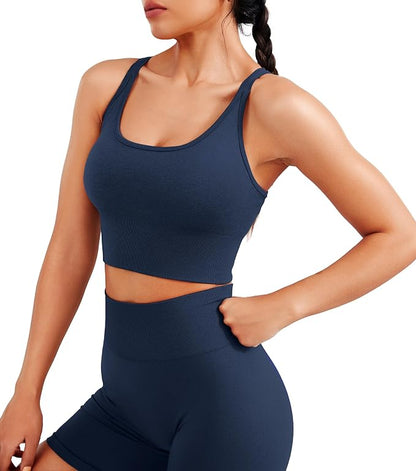 JOYSPELS Women's Sports Bra Without Underwire Padded Crossed Back Push Up Strapless Bra Crop Tops Workout Bra Seamless Fitness - Supplements and more Nahrungsergänzungsmittel