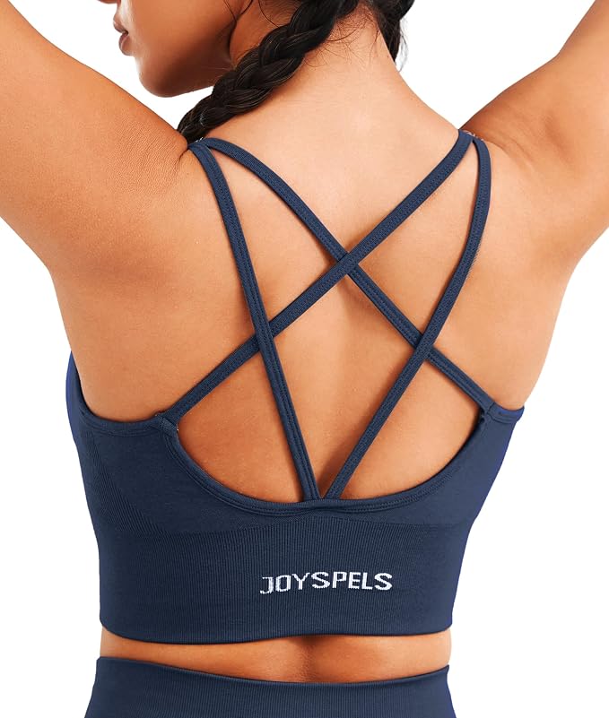 JOYSPELS Women's Sports Bra Without Underwire Padded Crossed Back Push Up Strapless Bra Crop Tops Workout Bra Seamless Fitness - Supplements and more Nahrungsergänzungsmittel