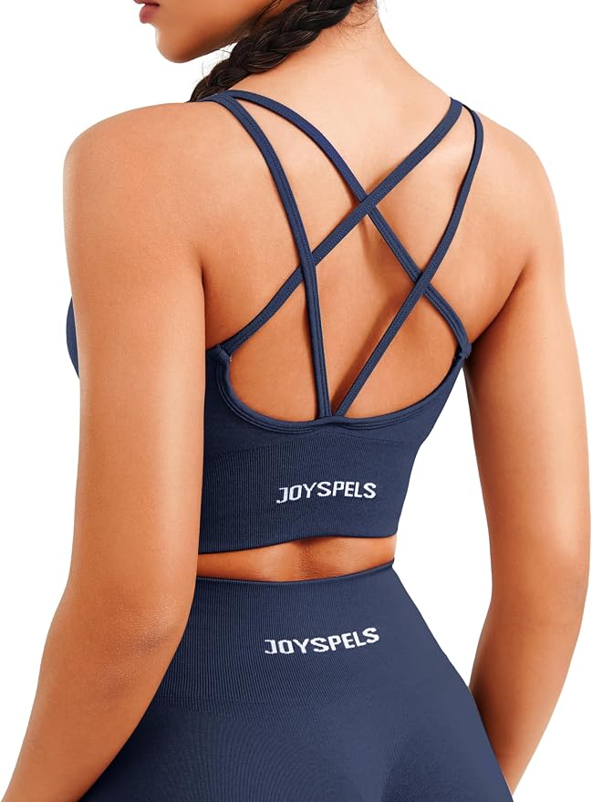 JOYSPELS Women's Sports Bra Without Underwire Padded Crossed Back Push Up Strapless Bra Crop Tops Workout Bra Seamless Fitness - Supplements and more Nahrungsergänzungsmittel