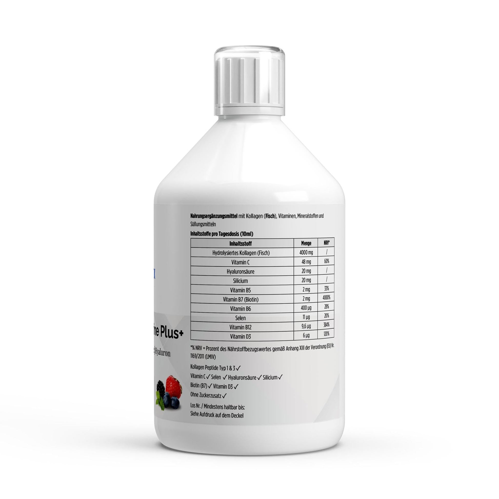Kollagen Marine Plus+ - 50 Shots - Wildbeere - 500ml - Supplements and more Nahrungsergänzungsmittel