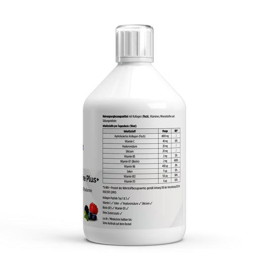 Kollagen Marine Plus+ - 50 Shots - Wildbeere - 500ml - Supplements and more Nahrungsergänzungsmittel