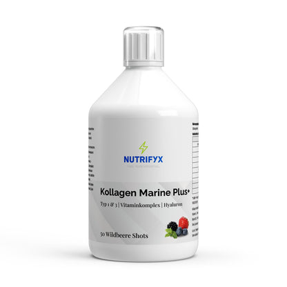 Kollagen Marine Plus+ - 50 Shots - Wildbeere - 500ml - Supplements and more Nahrungsergänzungsmittel
