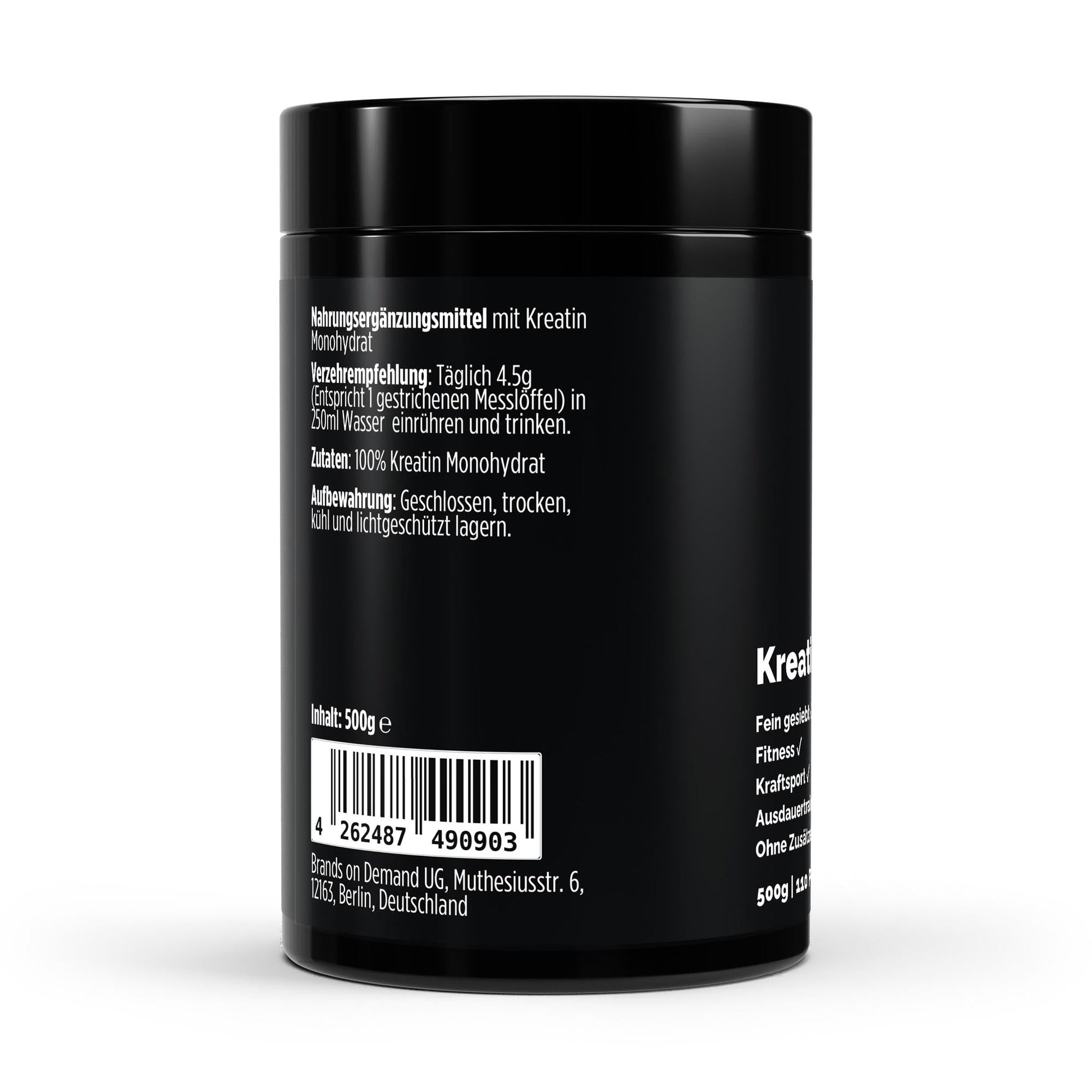 Kreatin Monohydrat - Geschmacksneutral - 500g - Supplements and more Nahrungsergänzungsmittel