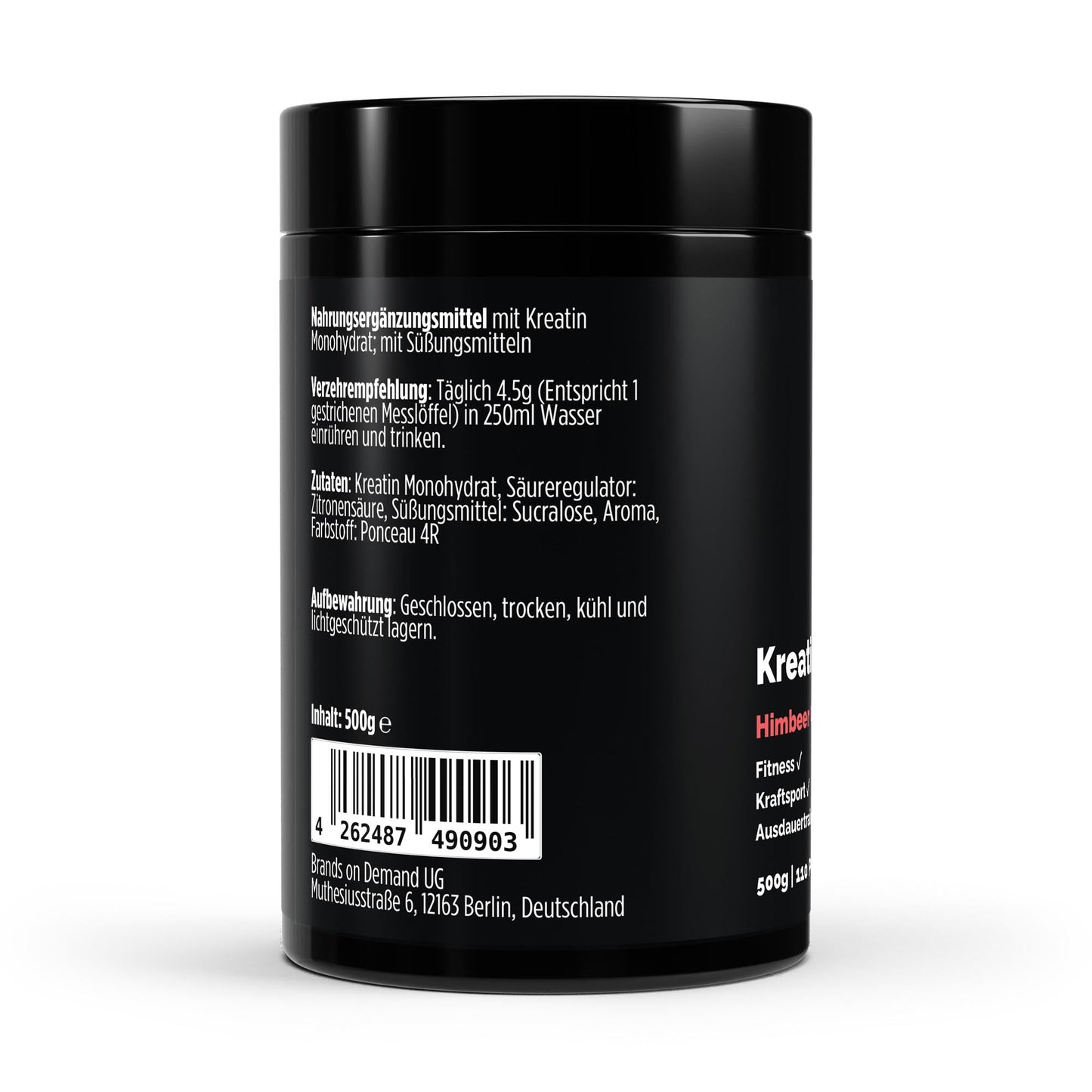 Kreatin Monohydrat Raspberry - 500g - Supplements and more Nahrungsergänzungsmittel