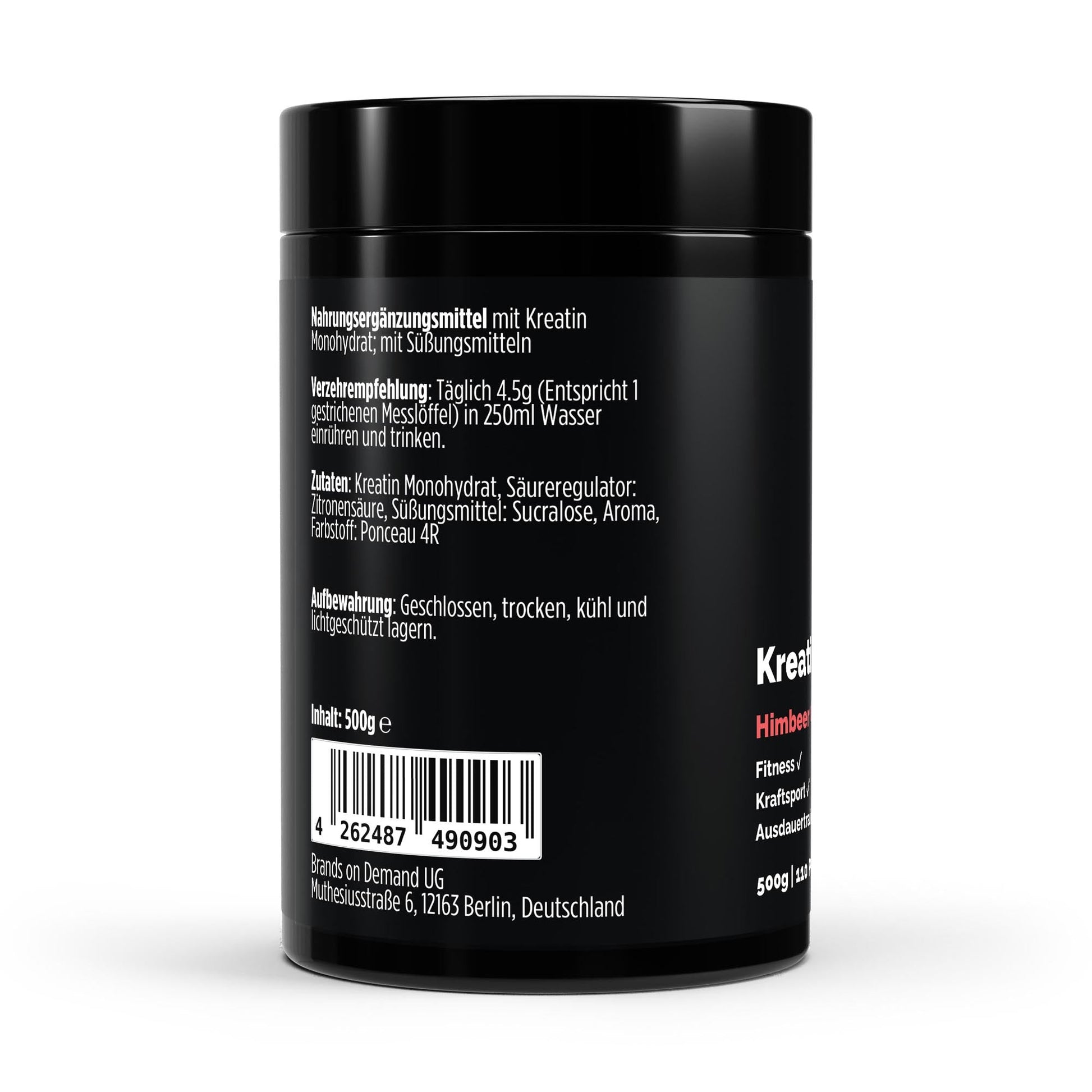 Kreatin Monohydrat Raspberry - 500g - Supplements and more Nahrungsergänzungsmittel