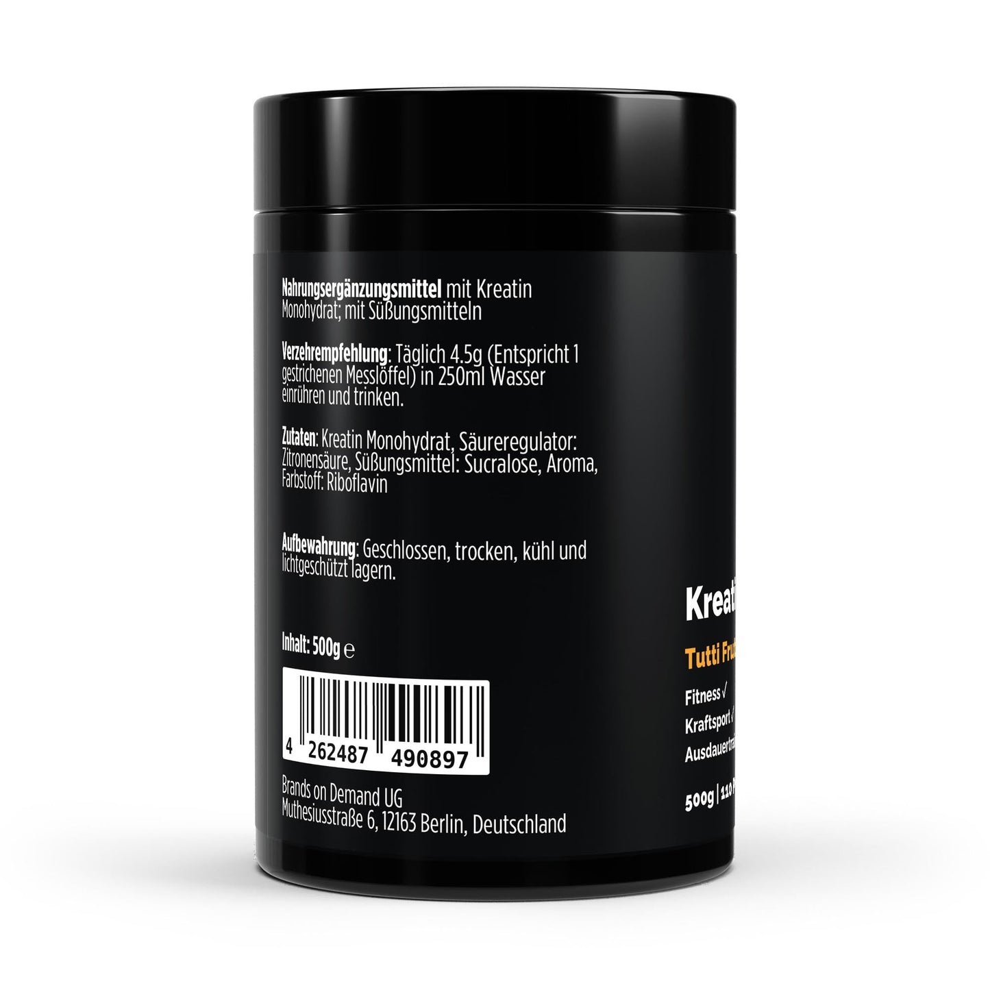 Kreatin Monohydrat Tutti Frutti - 500g - Supplements and more Nahrungsergänzungsmittel
