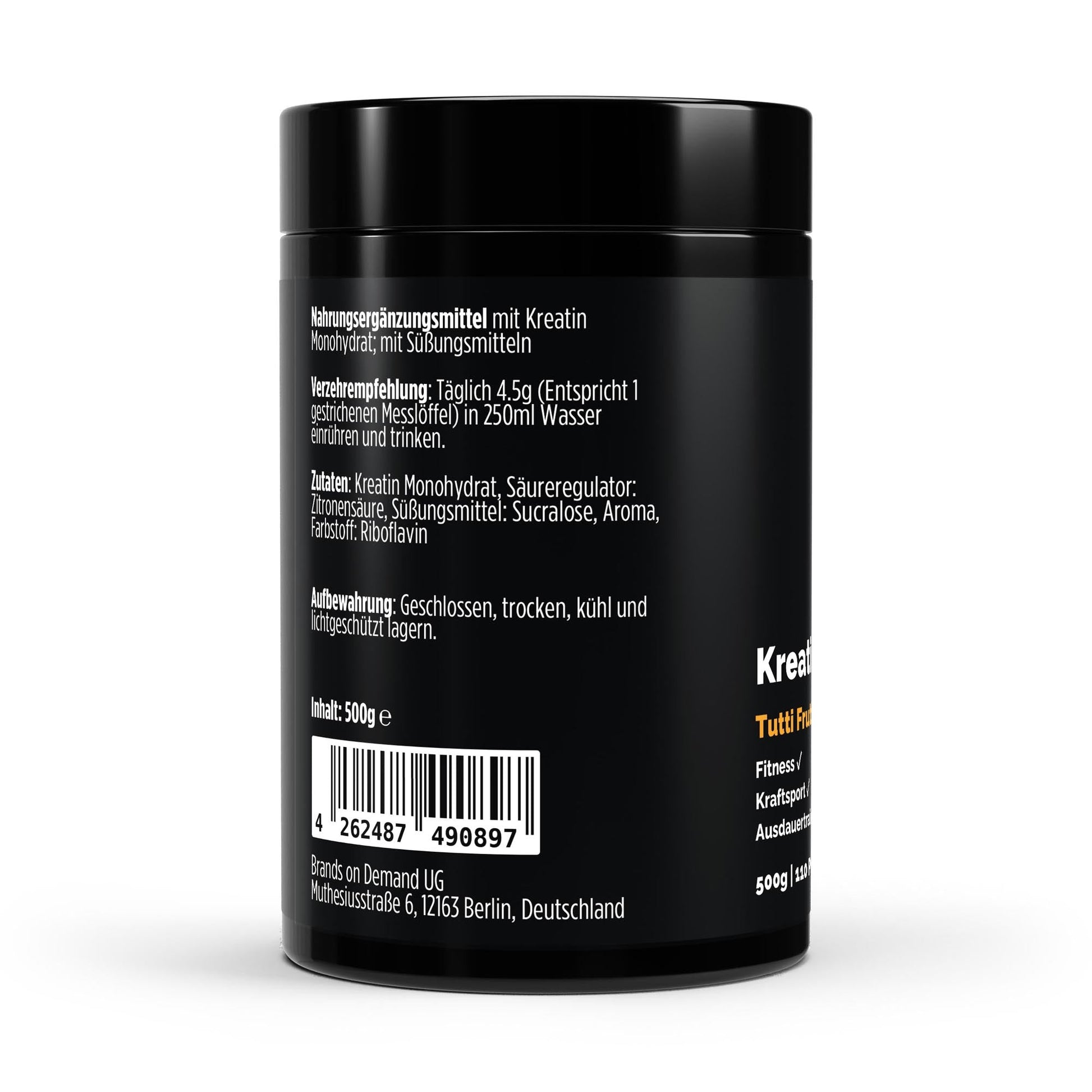 Kreatin Monohydrat Tutti Frutti - 500g - Supplements and more Nahrungsergänzungsmittel