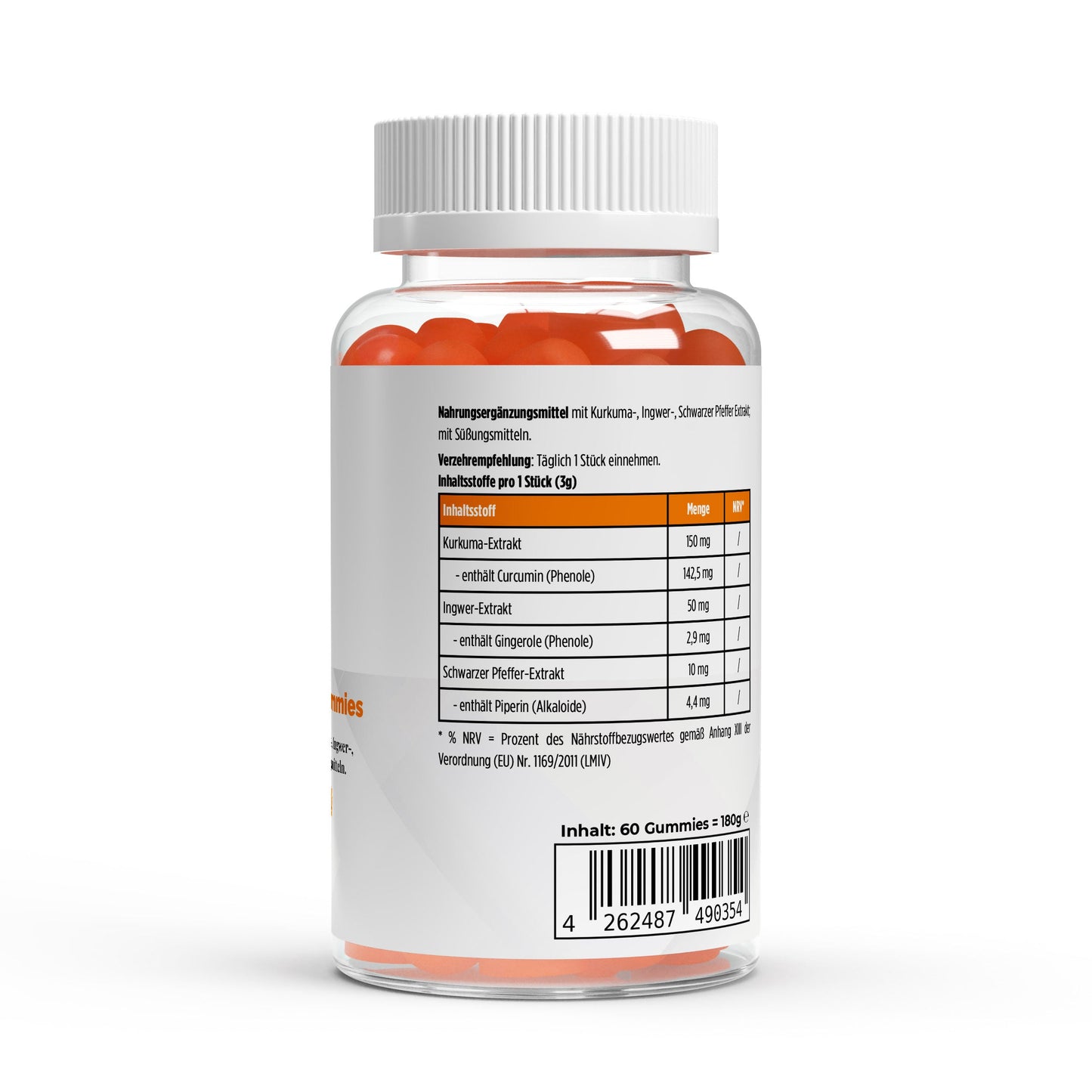 Kurkuma + Ingwer + Schwarzer Pfeffer Gummies - 60 Stk. - Supplements and more Nahrungsergänzungsmittel