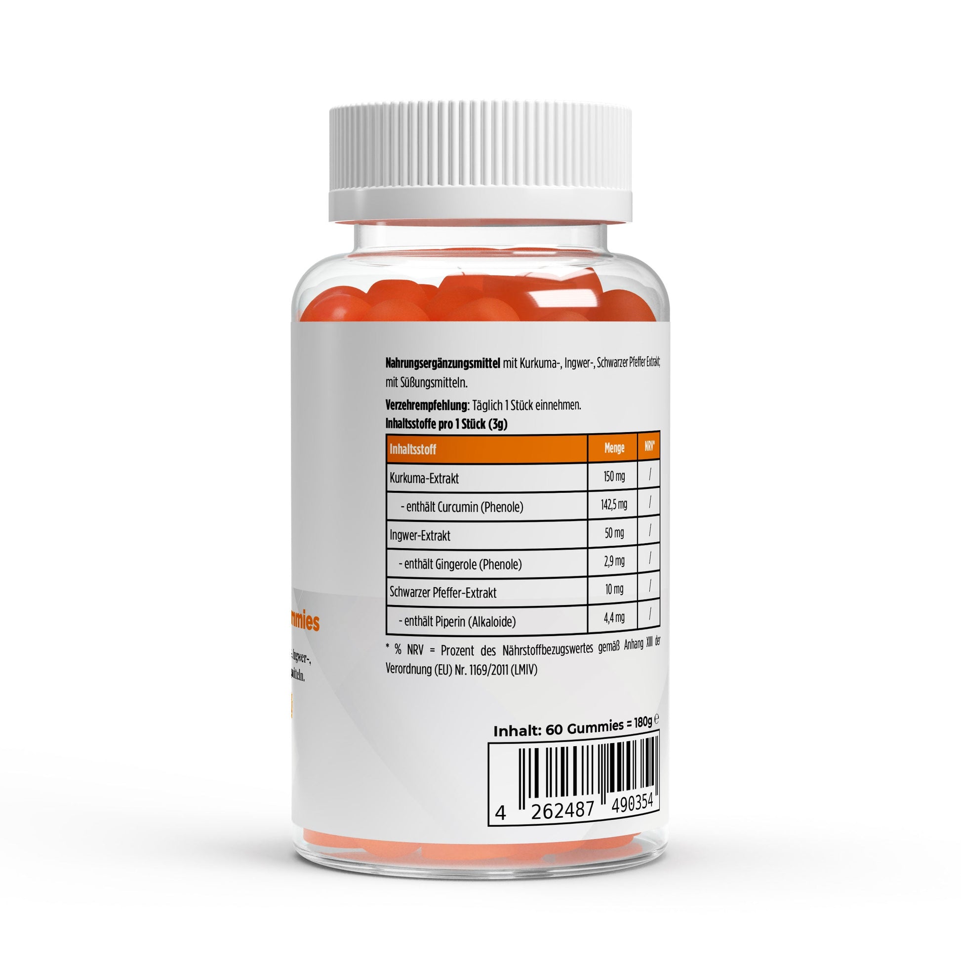 Kurkuma + Ingwer + Schwarzer Pfeffer Gummies - 60 Stk. - Supplements and more Nahrungsergänzungsmittel