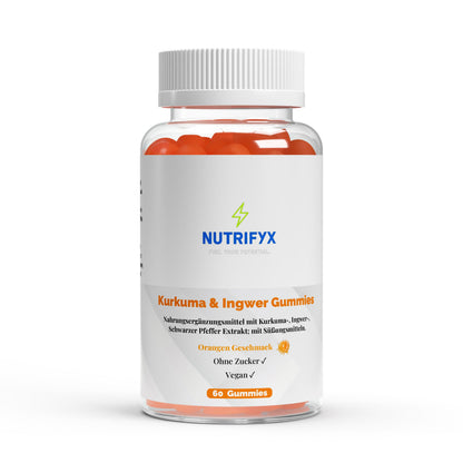 Kurkuma + Ingwer + Schwarzer Pfeffer Gummies - 60 Stk. - Supplements and more Nahrungsergänzungsmittel