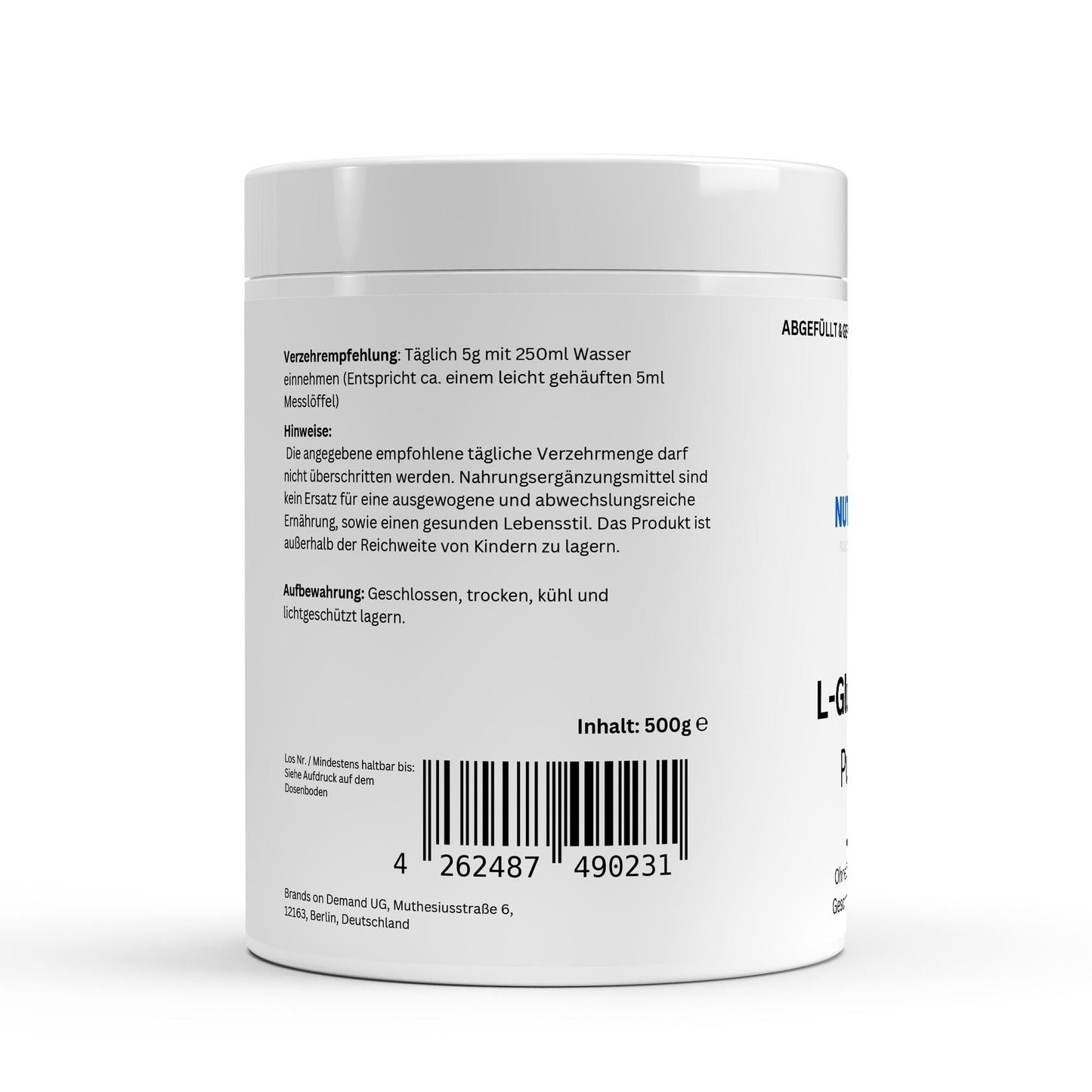 L - Glutamin Pulver - 500g - Supplements and more Nahrungsergänzungsmittel