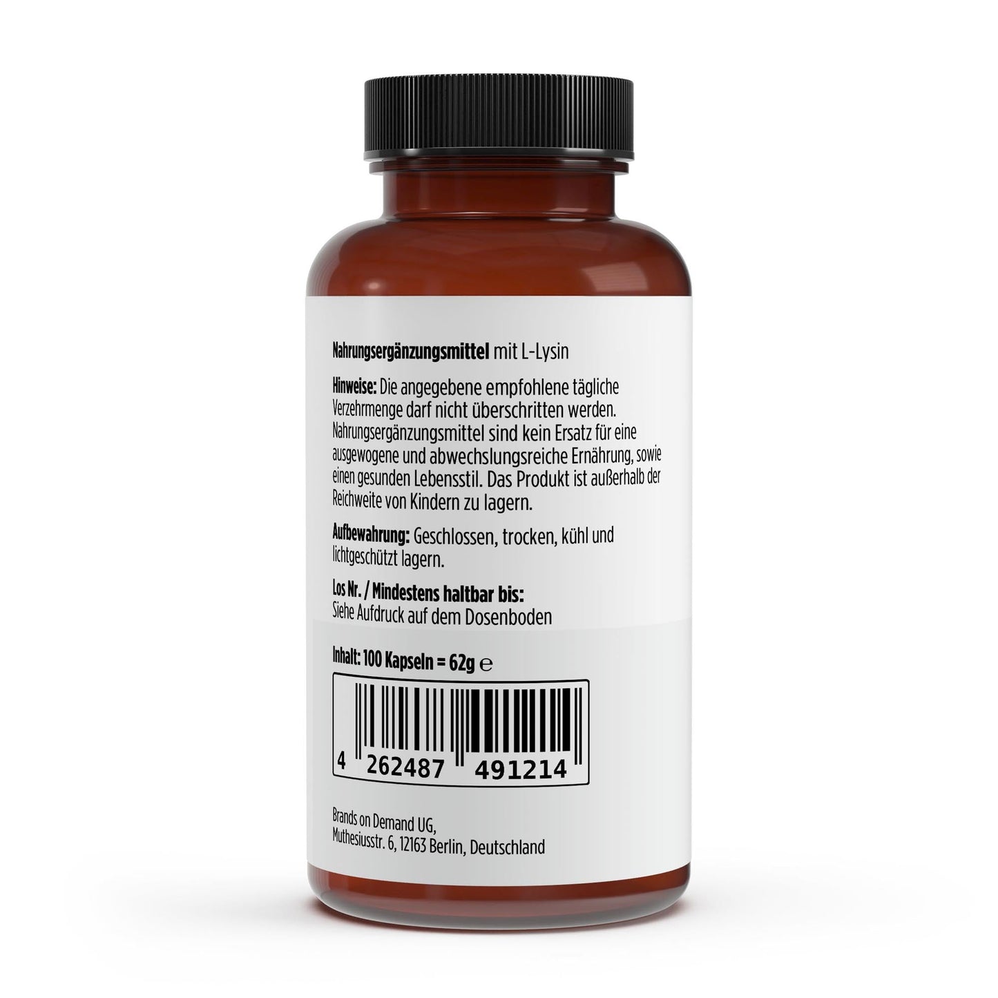 L - Lysin - 100 Kapseln - Supplements and more Nahrungsergänzungsmittel