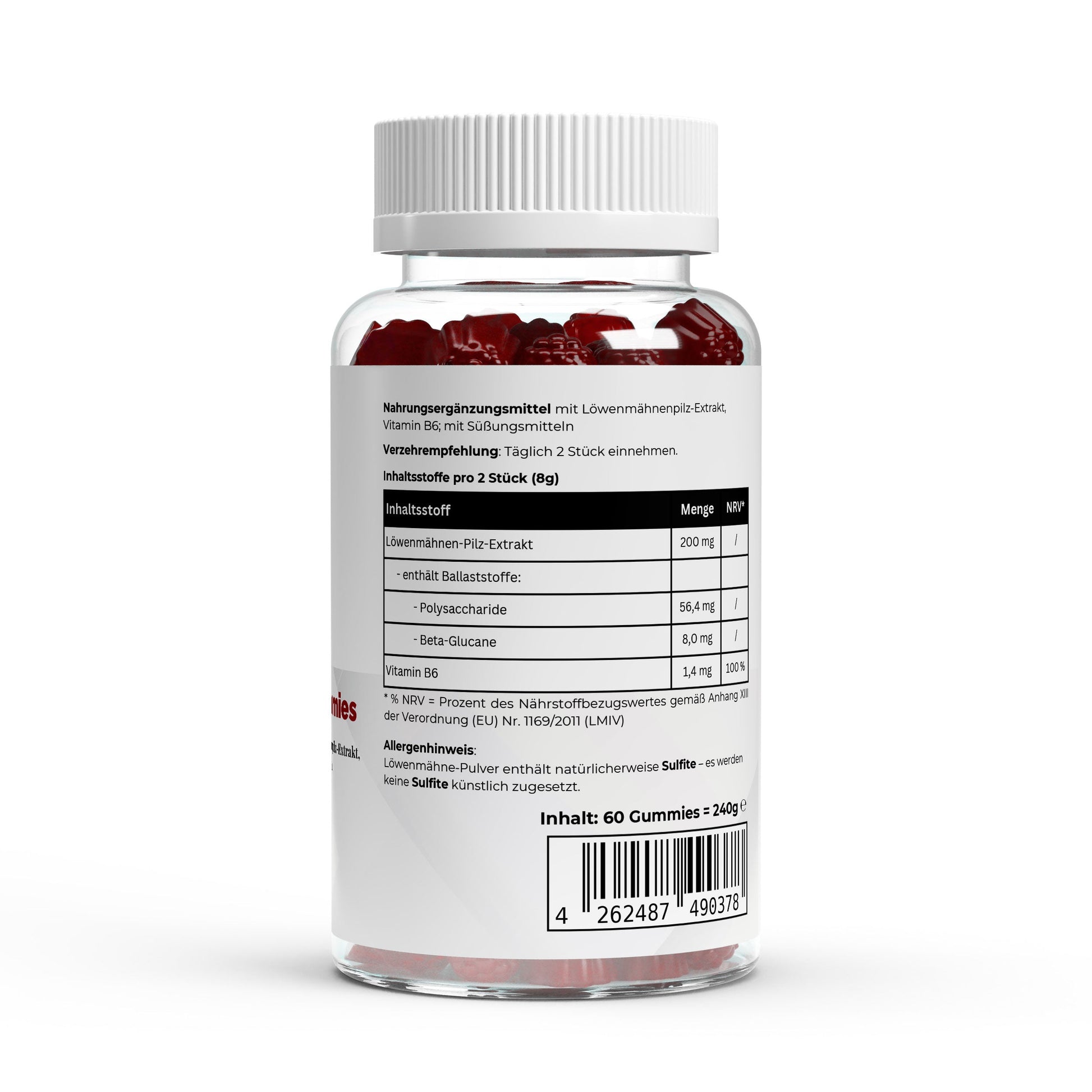 Löwenmähne + Vitamin B6 Gummies - 60 Stk. - Supplements and more Nahrungsergänzungsmittel