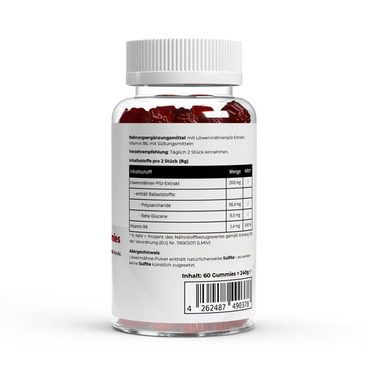 Löwenmähne + Vitamin B6 Gummies - 60 Stk. - Supplements and more Nahrungsergänzungsmittel