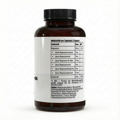 Magnesium 6x Komplex + B6 - 120 vegane Kapseln - Supplements and more Nahrungsergänzungsmittel