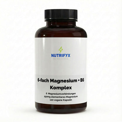 Magnesium 6x Komplex + B6 - 120 vegane Kapseln - Supplements and more Nahrungsergänzungsmittel