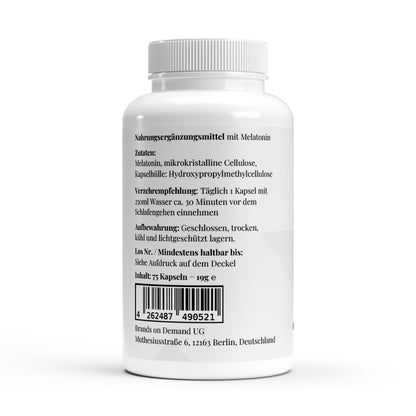 Melatonin - 75 Kapseln - Supplements and more Nahrungsergänzungsmittel