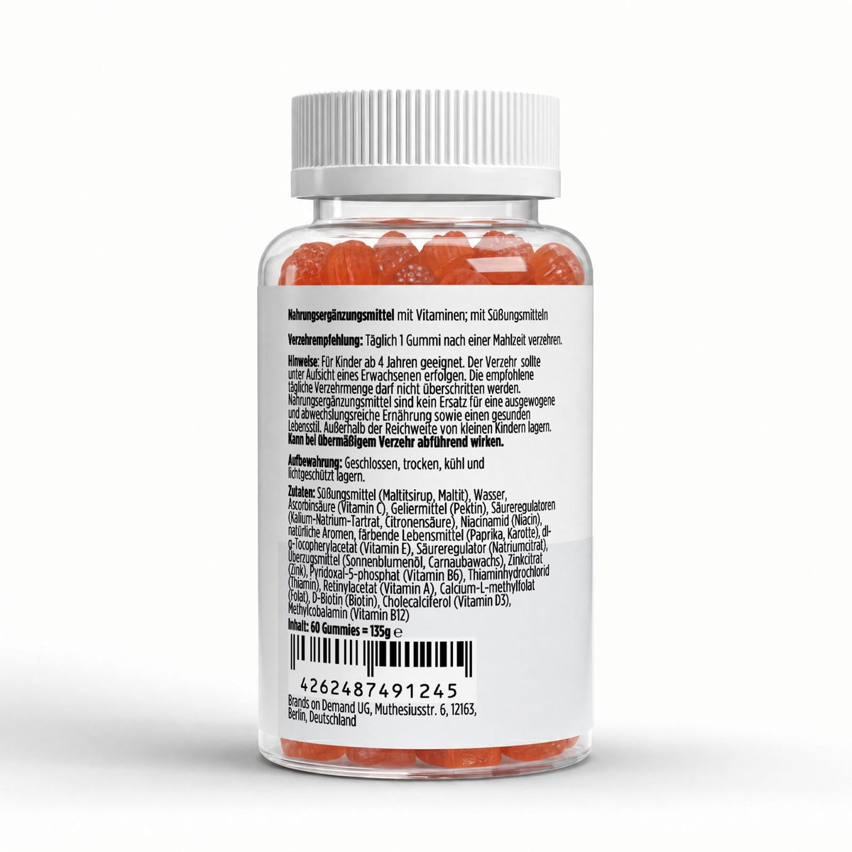 Multivitamin Gummies Kids - Orange - 60 vegane Gummies - Supplements and more Nahrungsergänzungsmittel