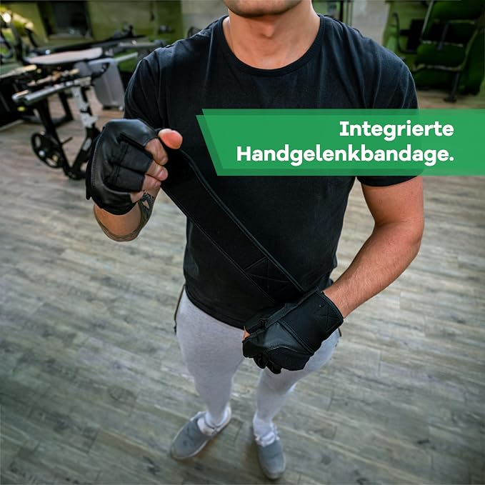 Netrox Sports Leather Training Gloves with 40 cm Wrist Bandage for Strength Training Strength Sports Fitness Gloves Gym with Wrist Protection Men and Women Sports Gloves Fitness Gloves - Supplements and more Nahrungsergänzungsmittel