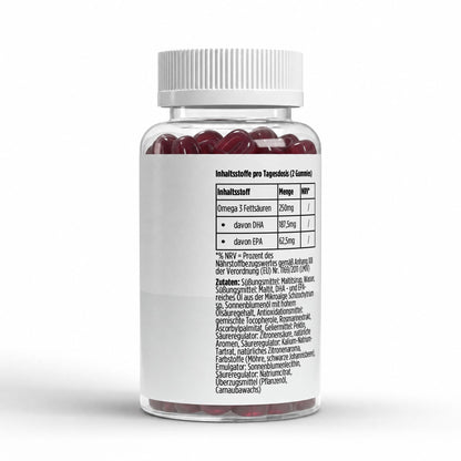 Omega 3 Gummies Kids - Himbeere - 60 vegane Gummies - Supplements and more Nahrungsergänzungsmittel