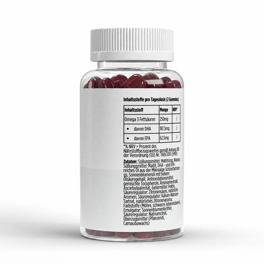 Omega 3 Gummies Kids - Himbeere - 60 vegane Gummies - Supplements and more Nahrungsergänzungsmittel