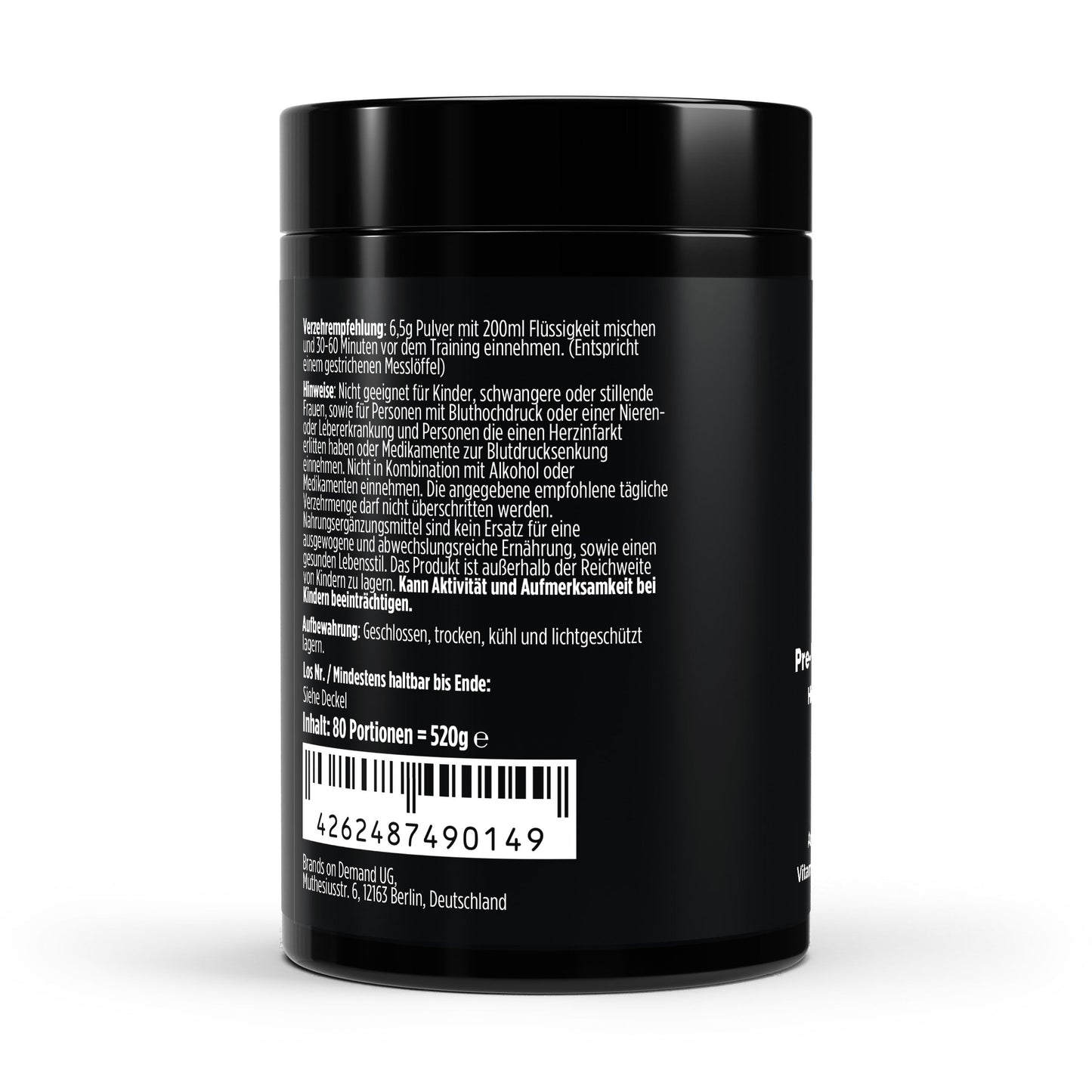 Pre - Workout Booster Himbeere - 520g - Supplements and more Nahrungsergänzungsmittel