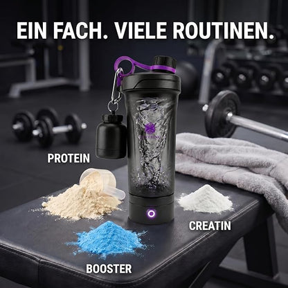 Silvering Electric Shaker, Dishwasher Safe, Protein Shaker with Removable Motor Unit, USB-C Rechargeable, Training Bottle, BPA-Free, 600 ml, Protein Shaker Electric (Purple) - Supplements and more Nahrungsergänzungsmittel