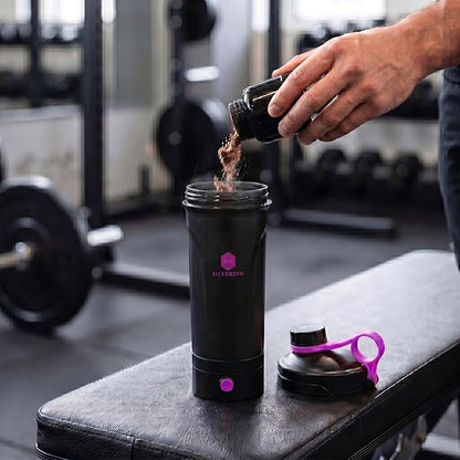 Silvering Electric Shaker, Dishwasher Safe, Protein Shaker with Removable Motor Unit, USB-C Rechargeable, Training Bottle, BPA-Free, 600 ml, Protein Shaker Electric (Purple) - Supplements and more Nahrungsergänzungsmittel
