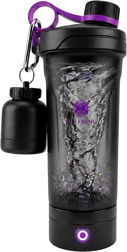Silvering Electric Shaker, Dishwasher Safe, Protein Shaker with Removable Motor Unit, USB-C Rechargeable, Training Bottle, BPA-Free, 600 ml, Protein Shaker Electric (Purple) - Supplements and more Nahrungsergänzungsmittel
